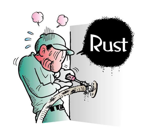 Khi các ống được thay thế, các vòng kẹp siết cổ ống hoàn toàn bị gỉ và không di chuyển